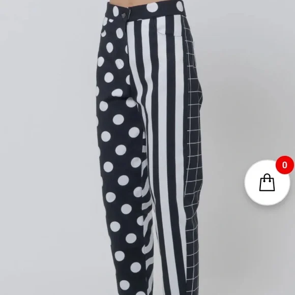 LAU Black White Patterned High Waisted Pants From Italy Designer-Made NWT - Picture 9 of 11